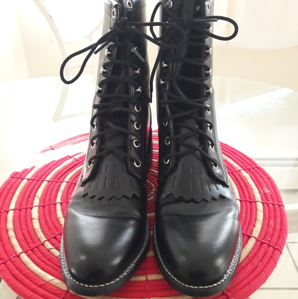 Justin oxford black laceup boots